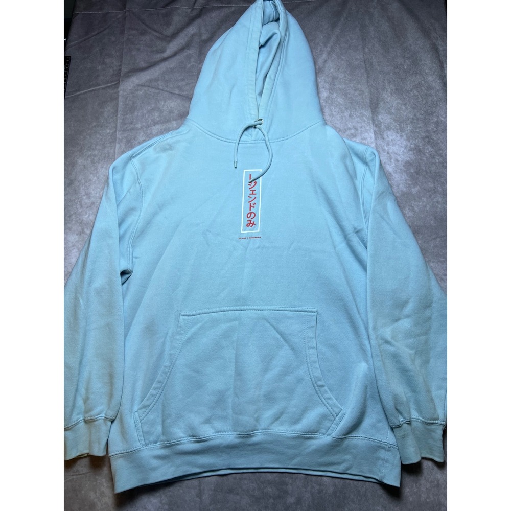 Tuned In Tokyo Hoodie Mens Large Light Blue Oni Mask JDM Graphic Streetwear